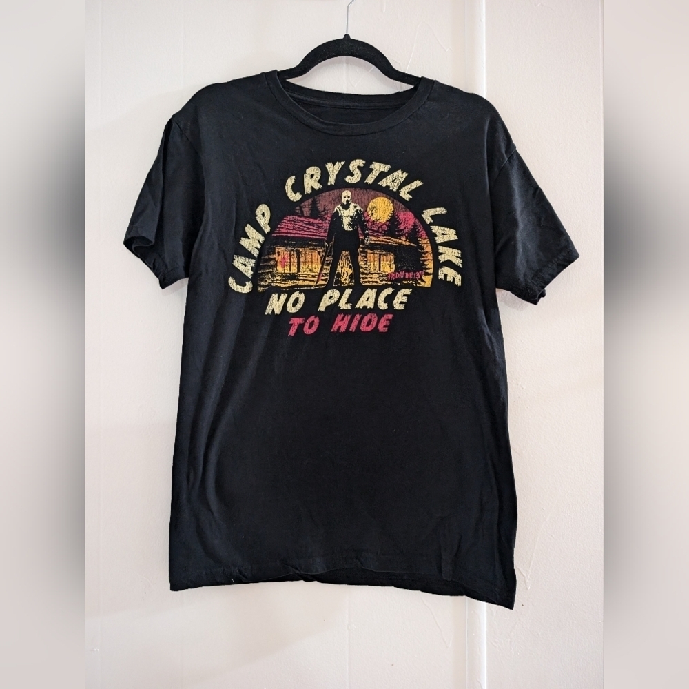 Black Graphic Tee - Camp Crystal Lake Jason Friday The 13th